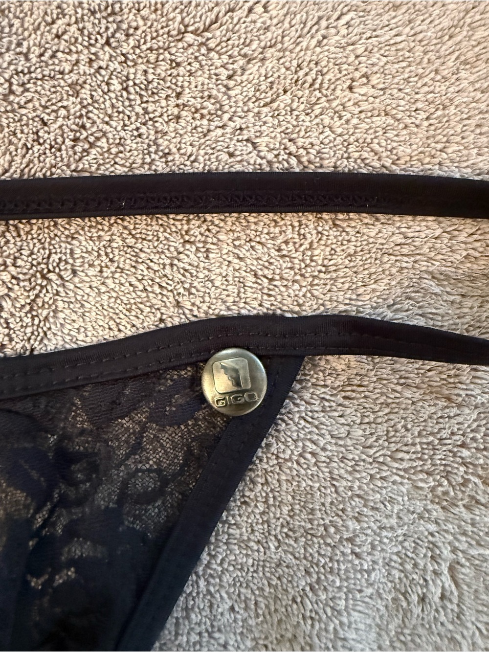 GIGO Black Lace G string with Logo Accent